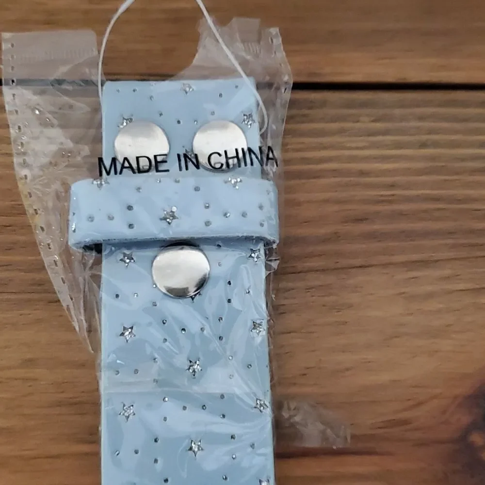 1.5 inch wide starred baby blue belt